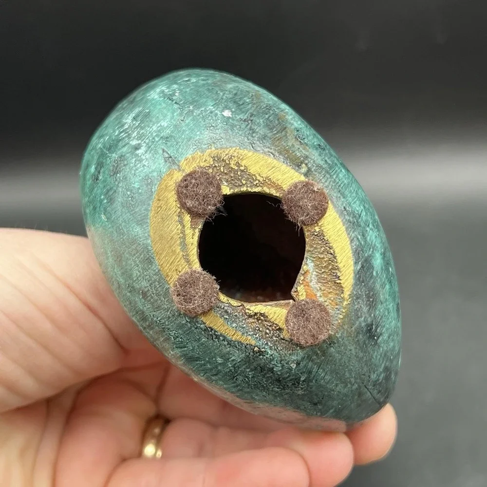 Vintage Verdigris Brass Swan Bird Blue Green Gold Decor‎ Heavy 5